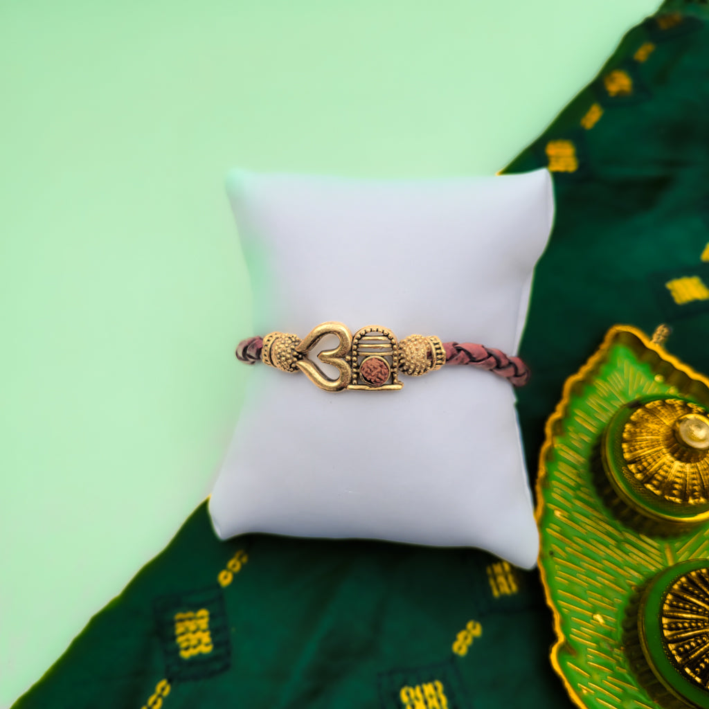Silver Om Gold Om Rakhi Kada style