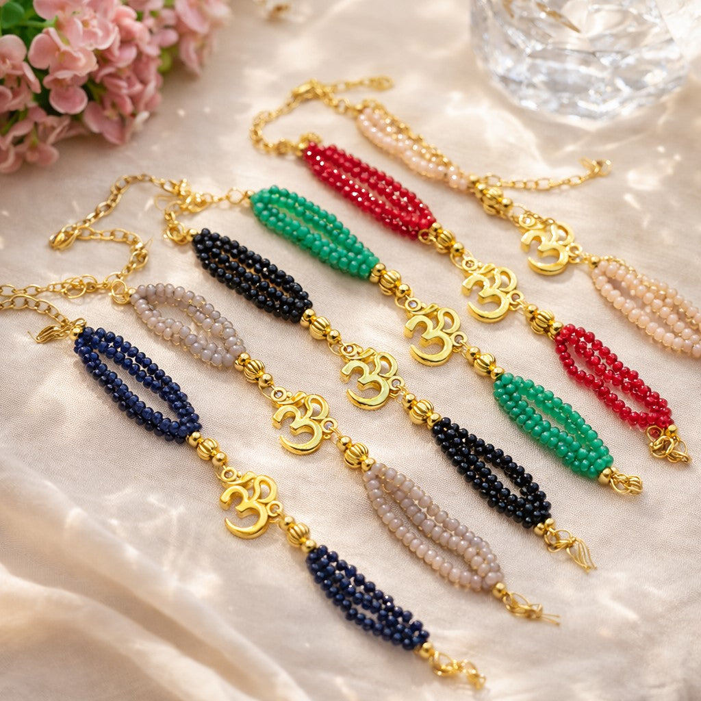Designer Om (Aum) Bhabhi Rakhi Bracelet – Elegant Minya Style Gift for Raksha Bandhan