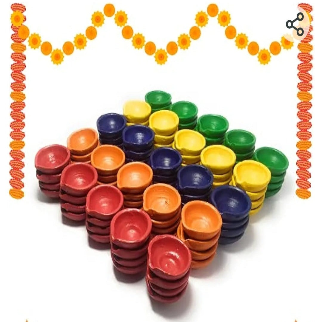 Colourful Clay Diyas