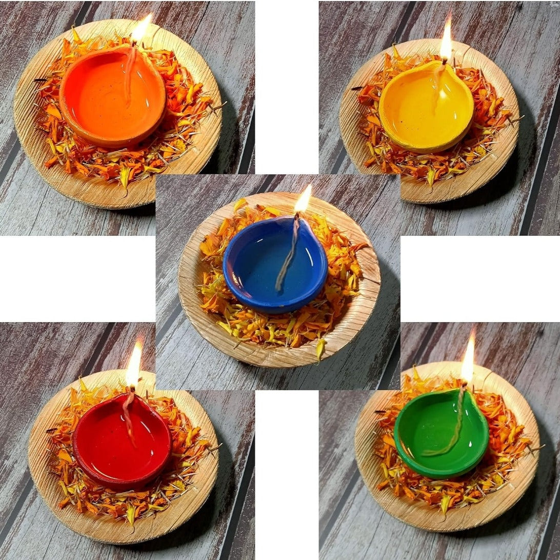 Colourful Clay Diyas