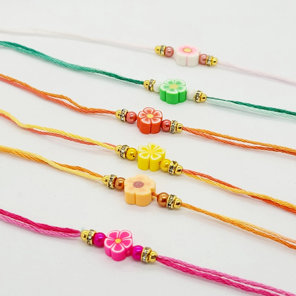 Kids Colourful Flower bead Rakhi