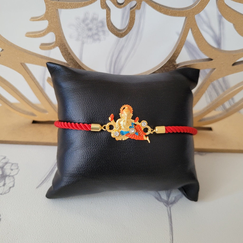 Lucky Ganesha Unique Design Rakhi - Adustable bracelet