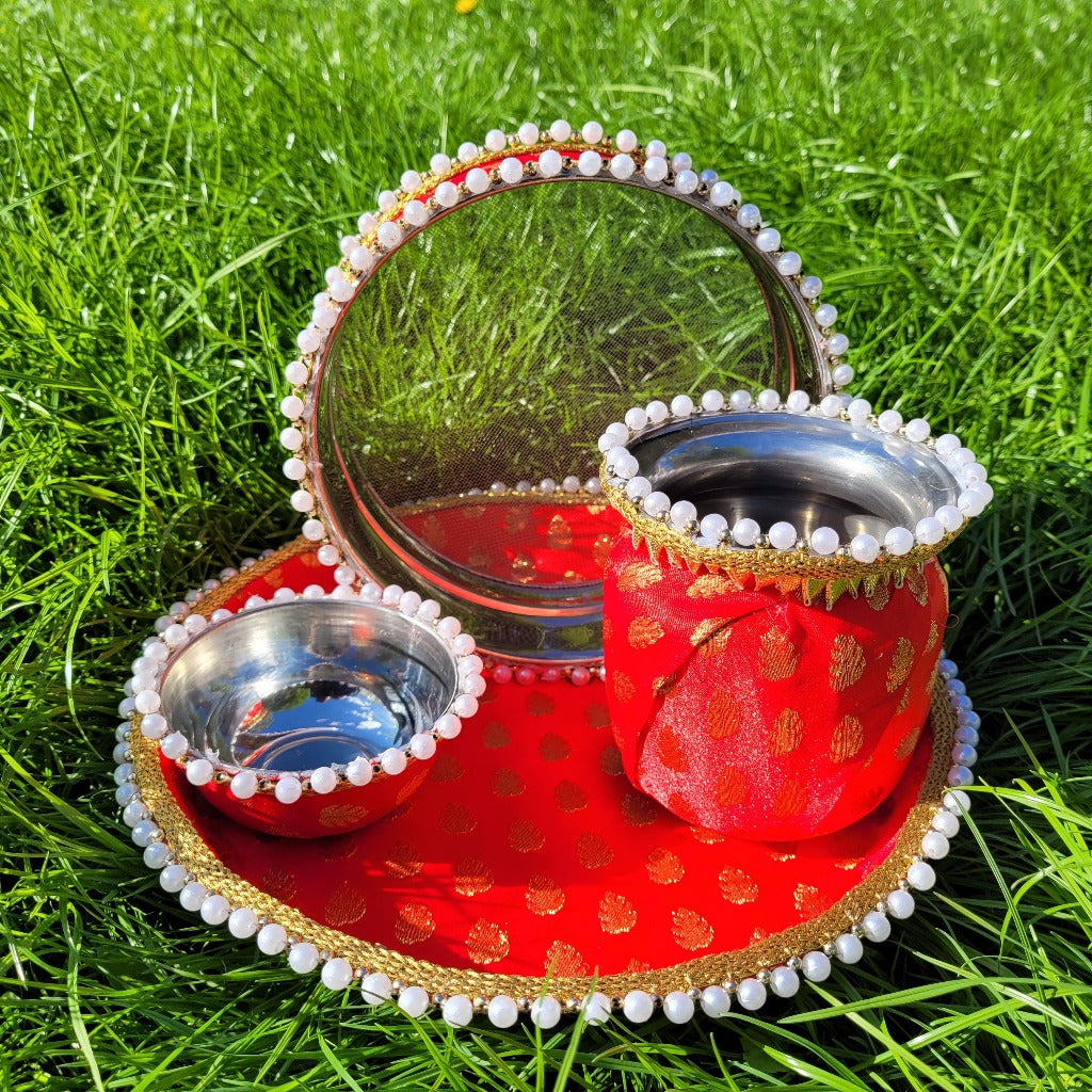 Brocade Karwa Chauth thali set