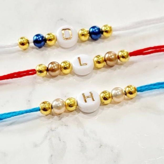 Personalised Initial multi tone bead Rakhi, Rakhri bracelet, Initial only