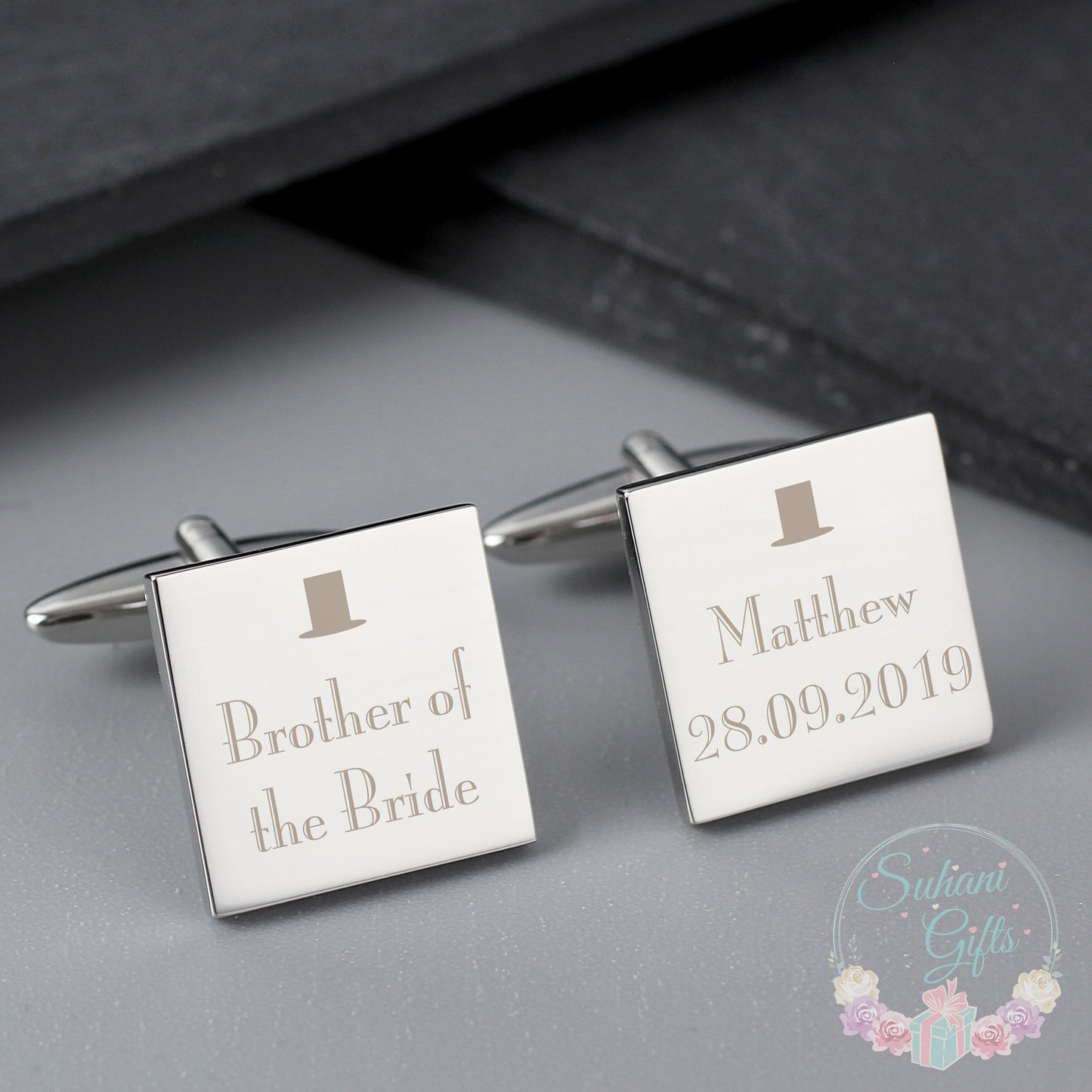 Personalised Decorative Wedding Any Role Square Cufflinks - Suhani Gifts