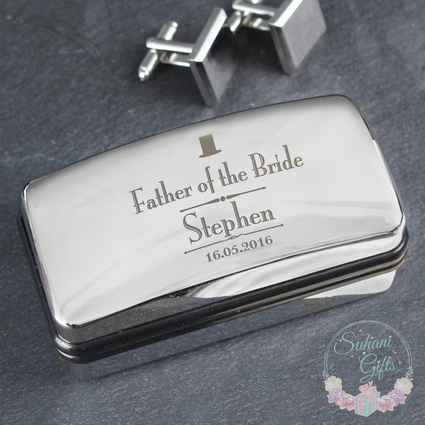 Personalised Decorative Wedding Father of the Bride Cufflink Box - Suhani Gifts