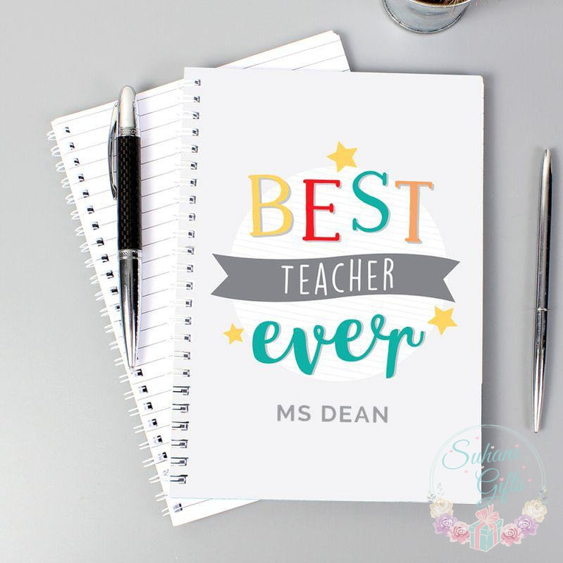Personalised 'Best Teacher Ever' A5 Notebook-Suhani Gifts