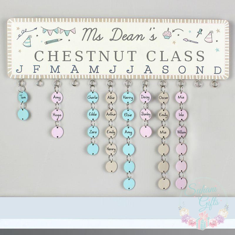 Personalised Classroom Office Birthday Planner Plaque with Customisable Discs-Suhani Gifts