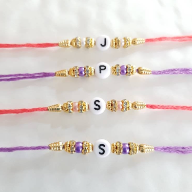 Personalised Initial Pearl and Diamond Rakhi/Rakhri/bracelet, Initial only