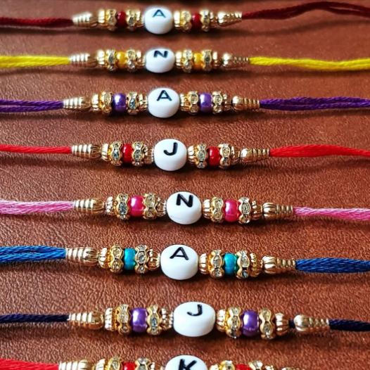 Personalised Initial Pearl and Diamond Rakhi/Rakhri/bracelet, Initial only