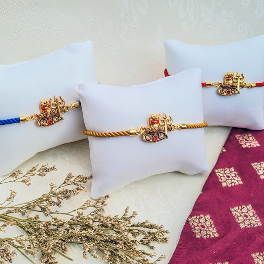 Shiva Linga Trishul Adjustable Rakhi Bracelet