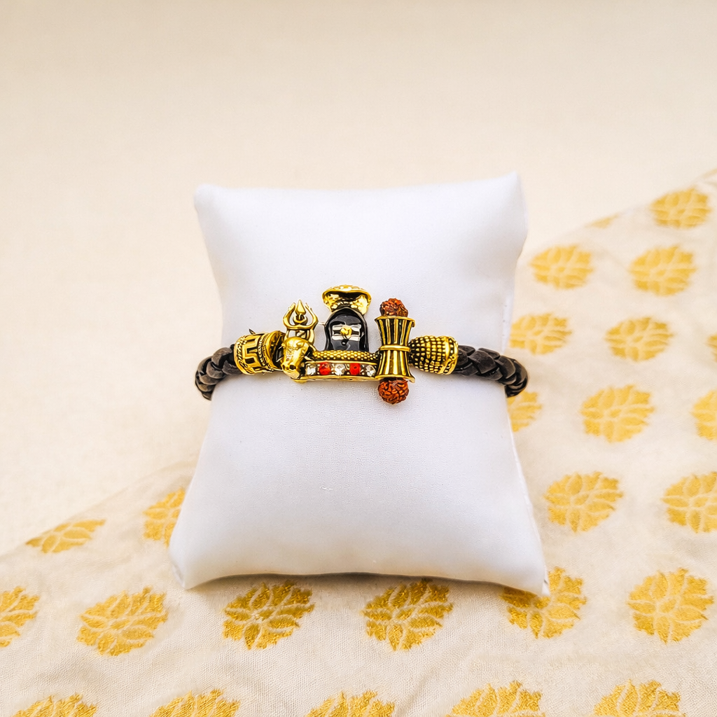 Mahadev Shiv Ling Bracelet – Spiritual Bracelet with Rudraksha & Damru Design