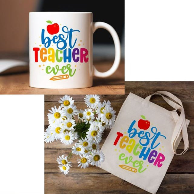 Personalised Best Teachers Tote Bag, Best Teacher Mug, Combo Set