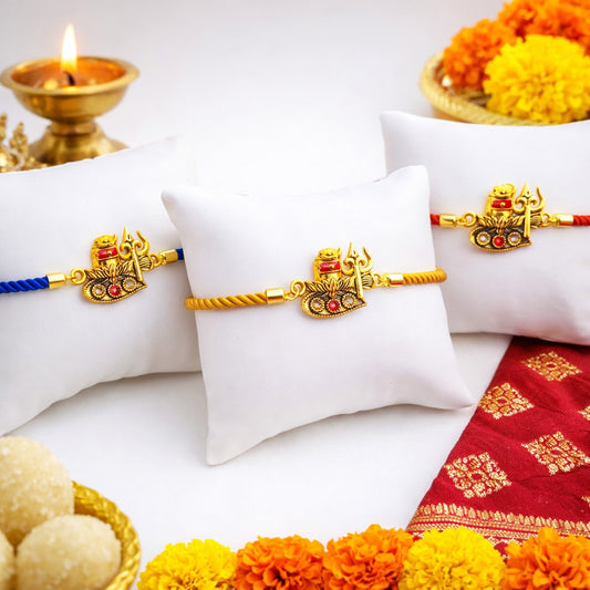 Shiva Linga Trishul Adjustable Rakhi Bracelet