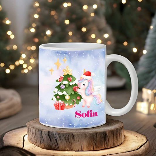 Personalised Christmas Unicorn Mug