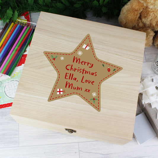 Personalised Christmas Eve White Wooden  Box