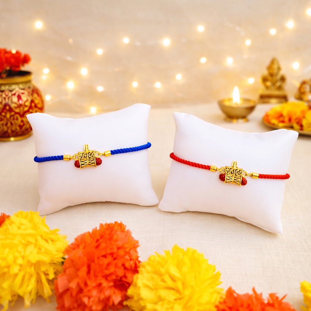 Mahadev Rakhi - Trishul Damru Rudraksh Design