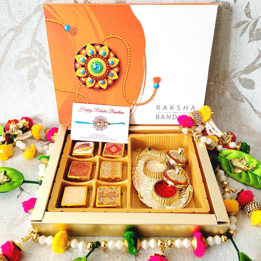 Best Rakhi Celebration Set - Exquisite Design With Chocolates & Greetings