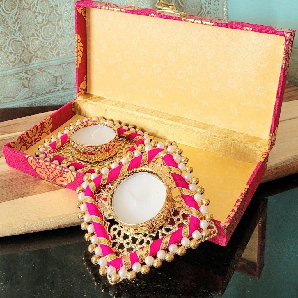 Diwali Square Diya in gift box, diyas, diwali decorations