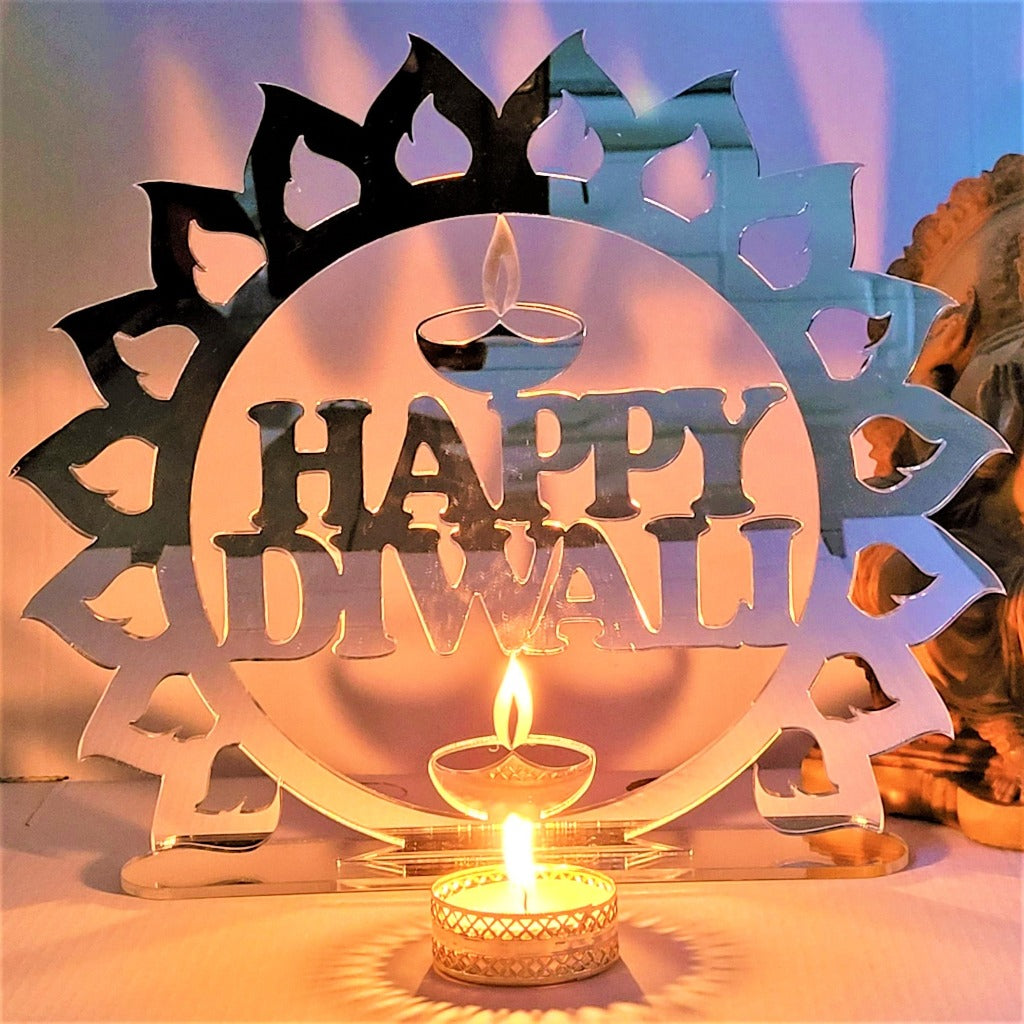 Diwali Decoration Mirror Style Acrylic Plaque Gift