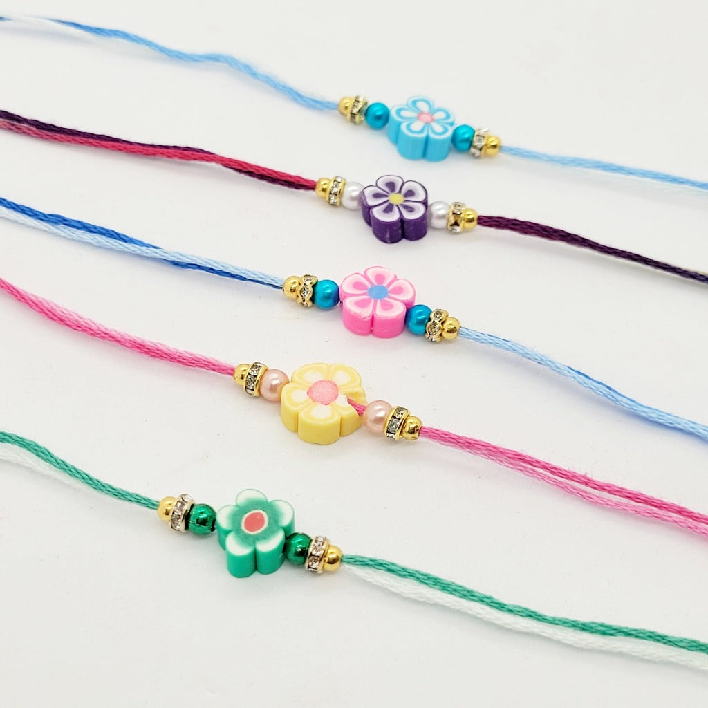 Kids Colourful Flower bead Rakhi