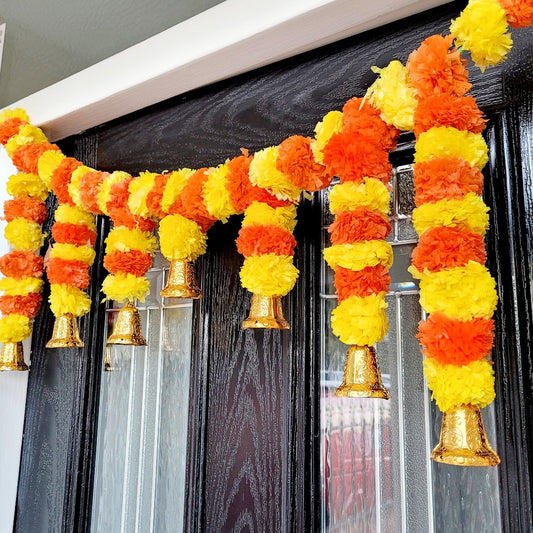 Bell Marigold Door Toran Hanging, Diwali Toran Garland