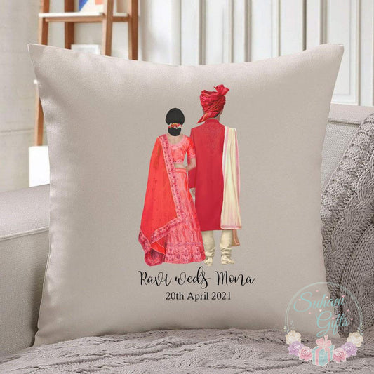 Asian Wedding Couple Cushion-Suhani Gifts