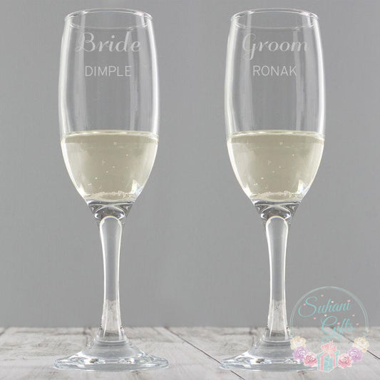 Personalised Classic Pair of Flutes-Suhani Gifts