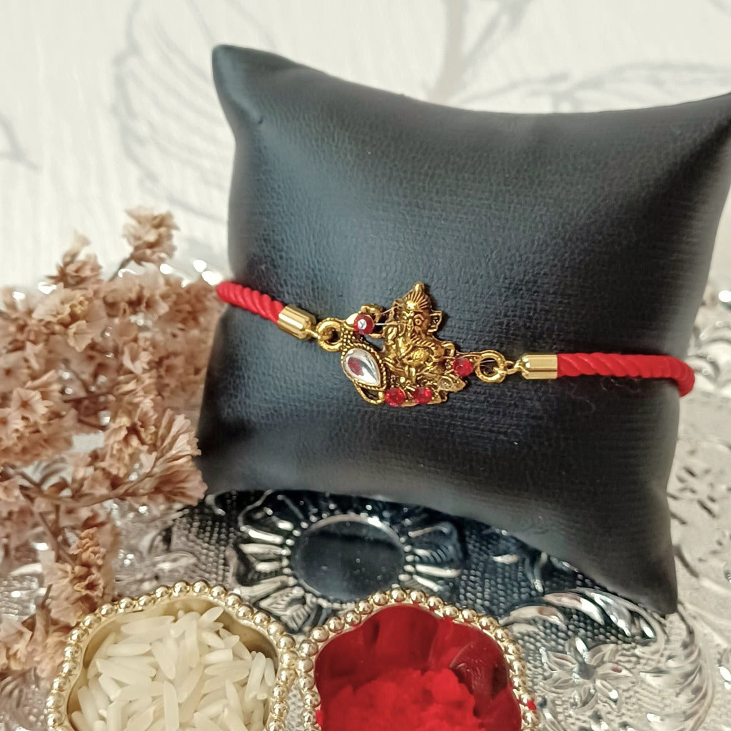 Adjustable Rakhi Bracelet - Ganesha Ek Dant Dayavant