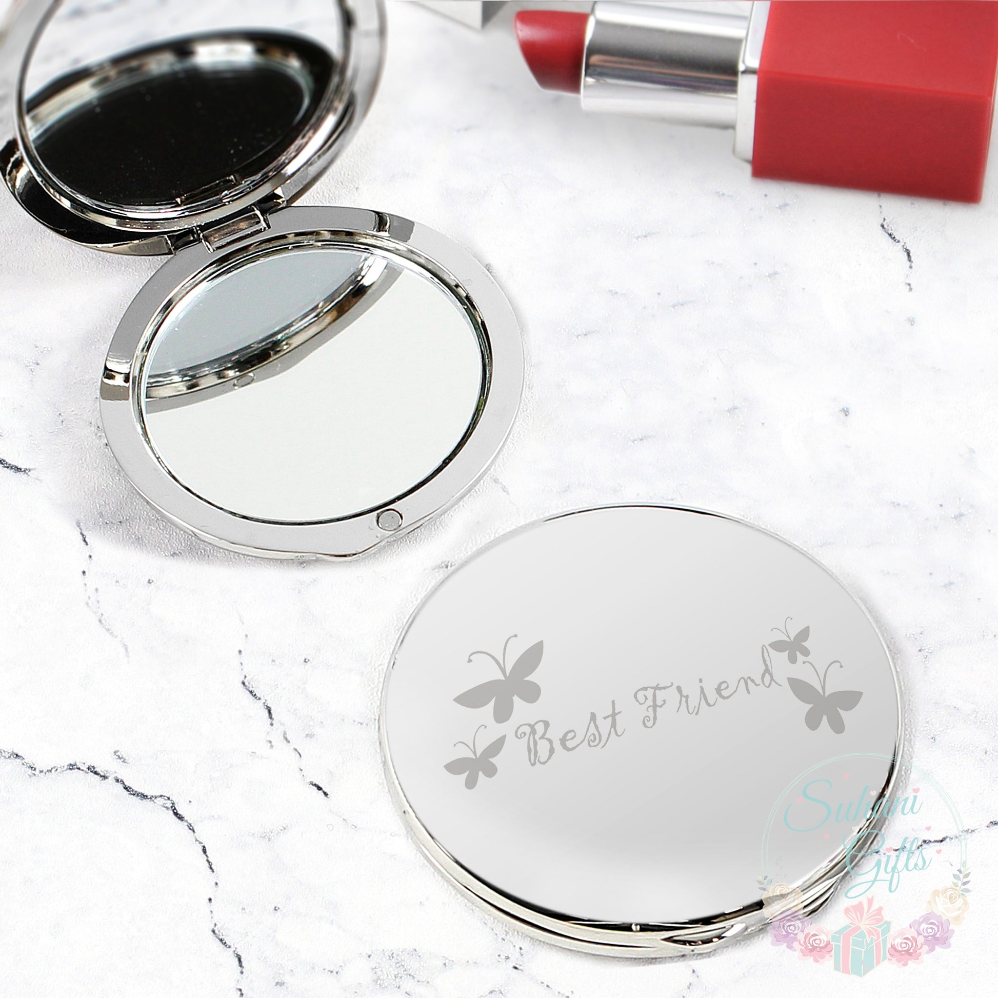 Best Friend Round Compact Mirror - Suhani Gifts