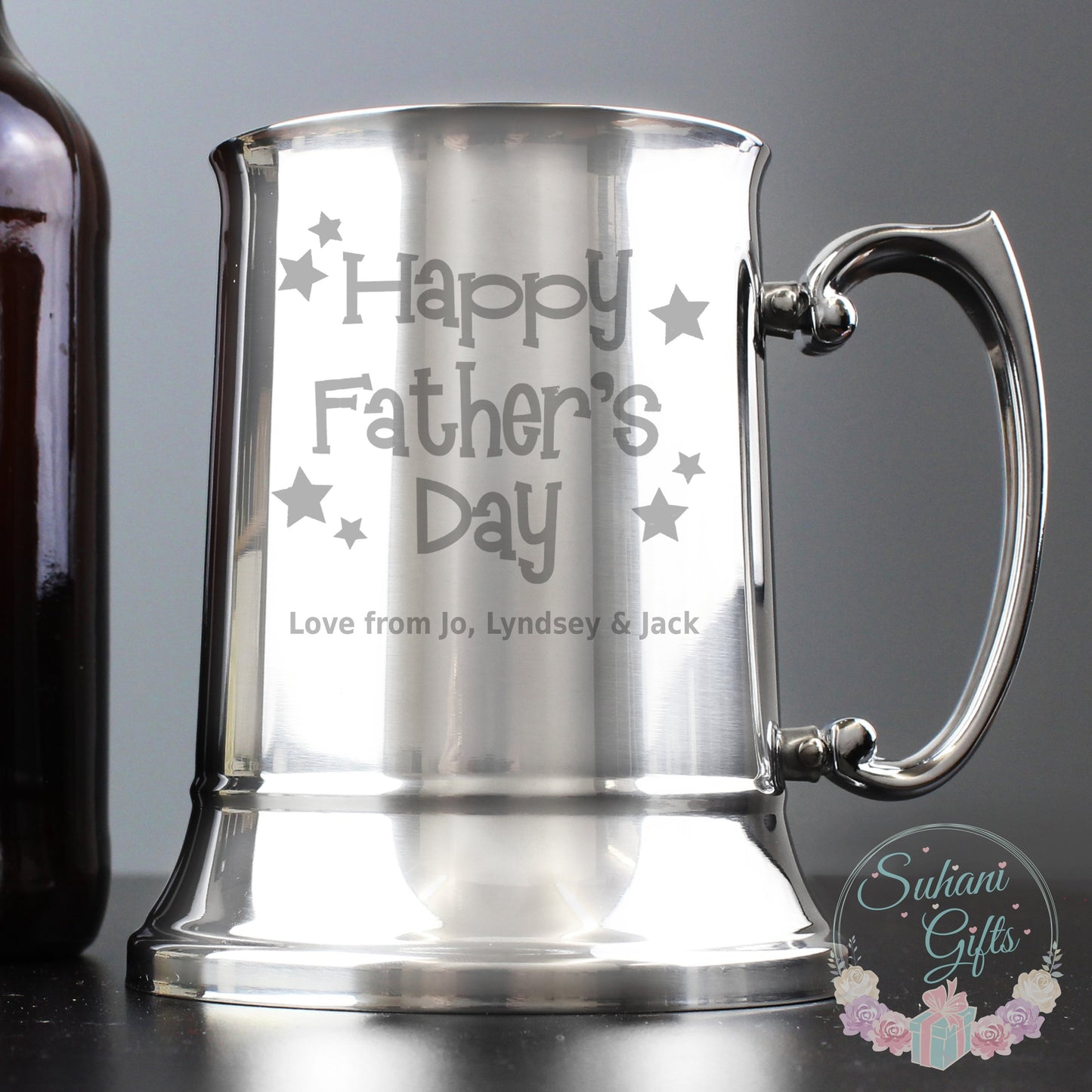Personalised Happy Father's Day Stars Stainless Steel Tankard - Suhani Gifts