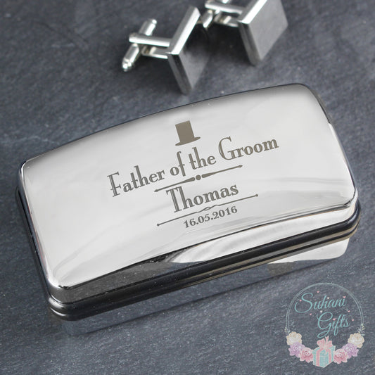 Personalised Decorative Wedding father of the Groom Cufflink Box - Suhani Gifts