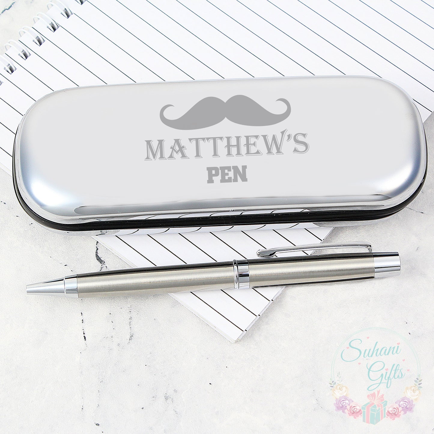 Personalised Moustache Pen and Box Set - Suhani Gifts