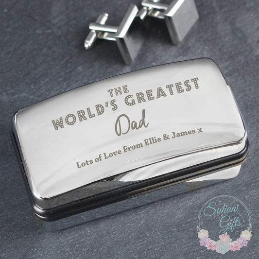 Personalised 'The World's Greatest' Cufflink Box - Suhani Gifts
