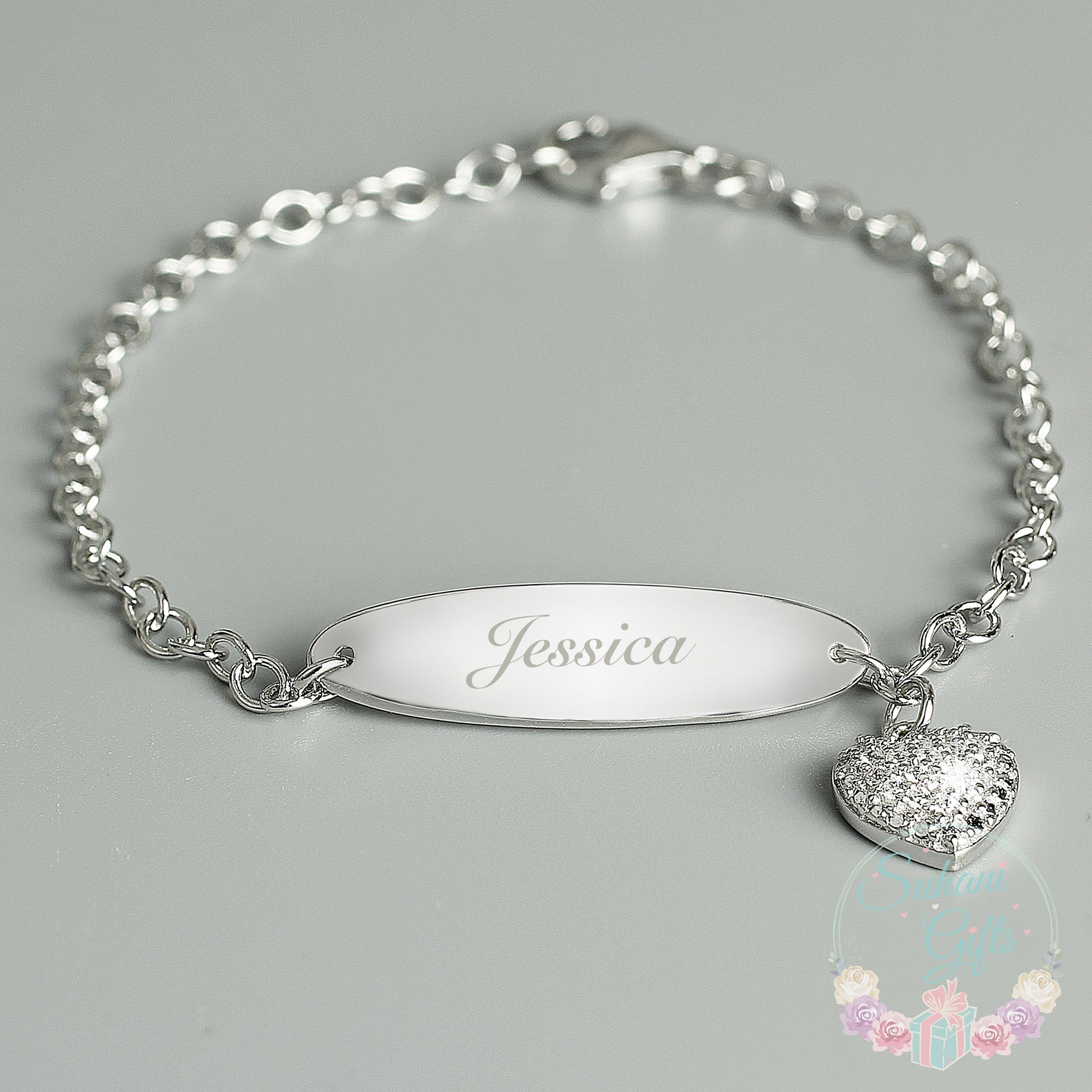 Personalised Children's Sterling Silver and Cubic Zirconia Bracelet-Suhani Gifts