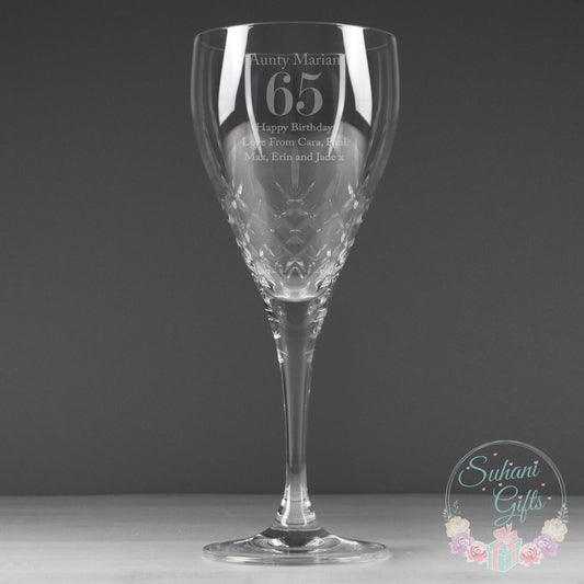 Personalised Big Age Cut Crystal Wine Glass - Suhani Gifts