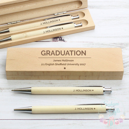 Personalised Classic Wooden Pen & Pencil Box Set - Suhani Gifts
