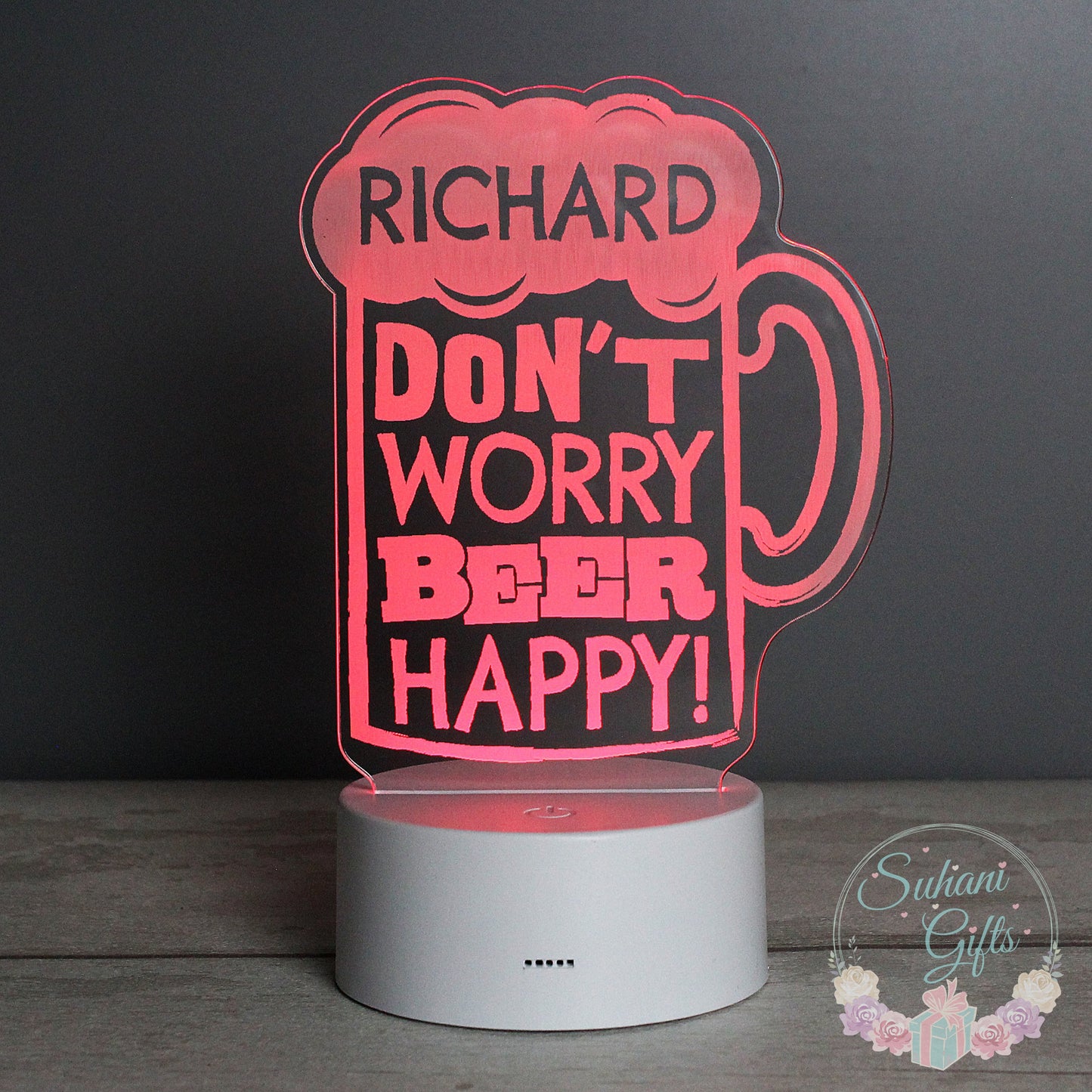 Personalised ""Beer Happy""  LED Colour Changing Light - Suhani Gifts