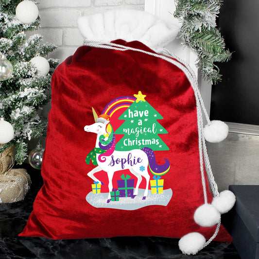 Personalised-Christmas-Unicorn-Luxury-Pom-Pom-Red-Sack