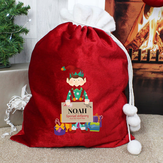 Personalised-Christmas-Elf-Luxury-Pom-Pom-Red-Sack