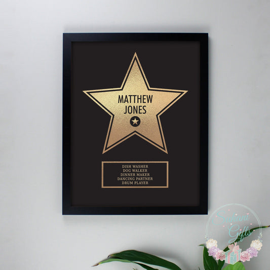 Personalised Walk of Fame Star Award Black Framed Print-Suhani Gifts
