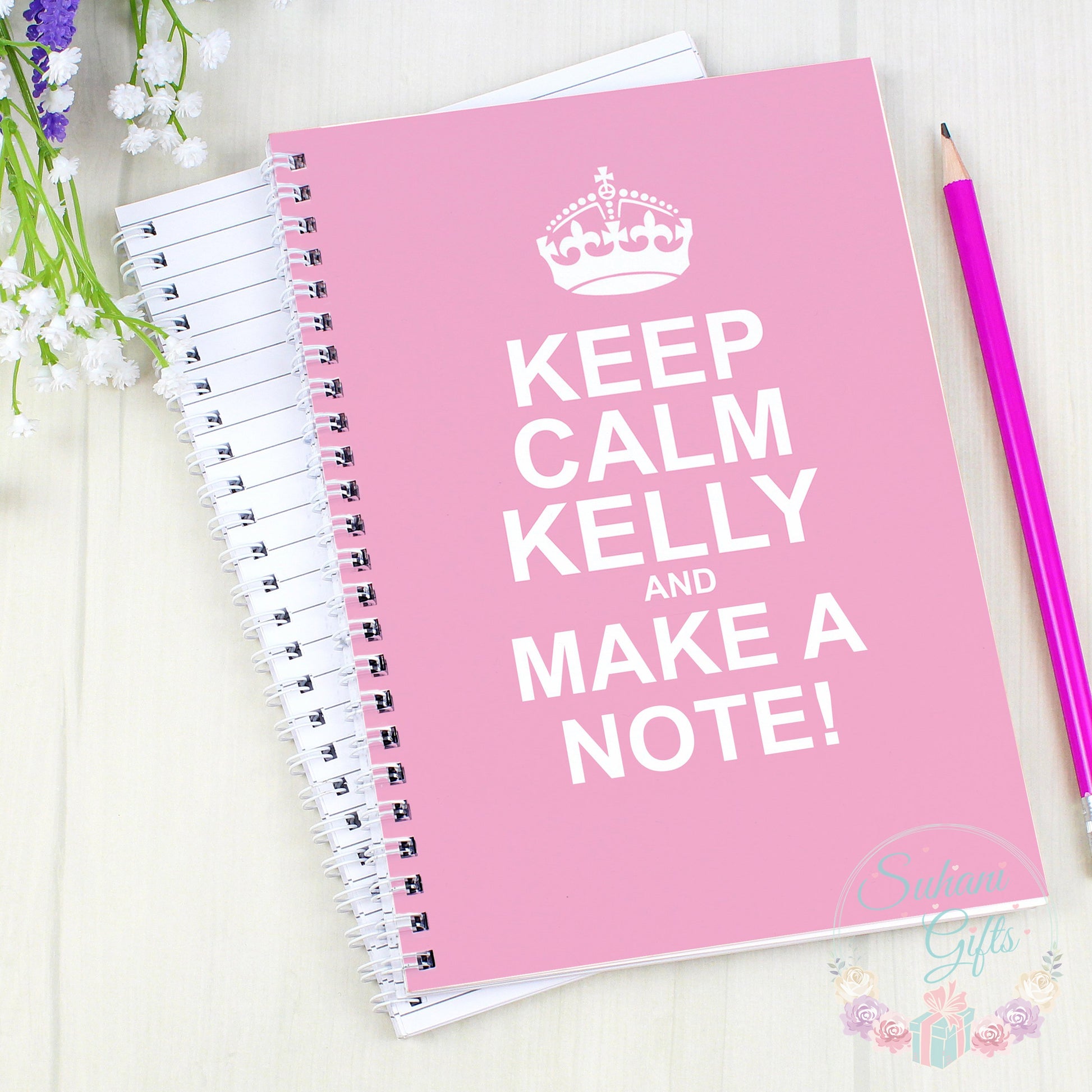 Personalised Keep Calm Pink A5 Notebook-Suhani Gifts