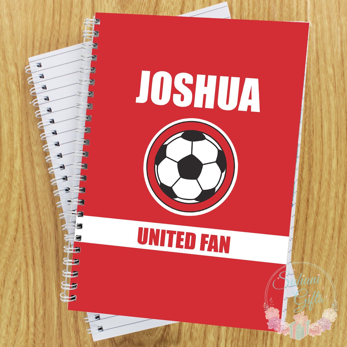 Personalised Red Football Fan A5 Notebook - Suhani Gifts