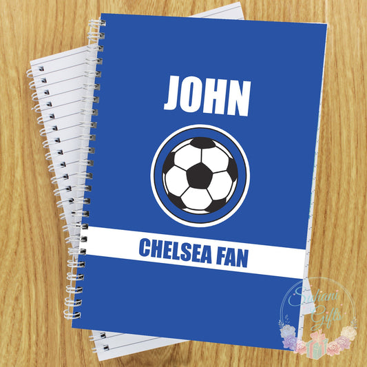Personalised Dark Blue Football Fan A5 Notebook - Suhani Gifts