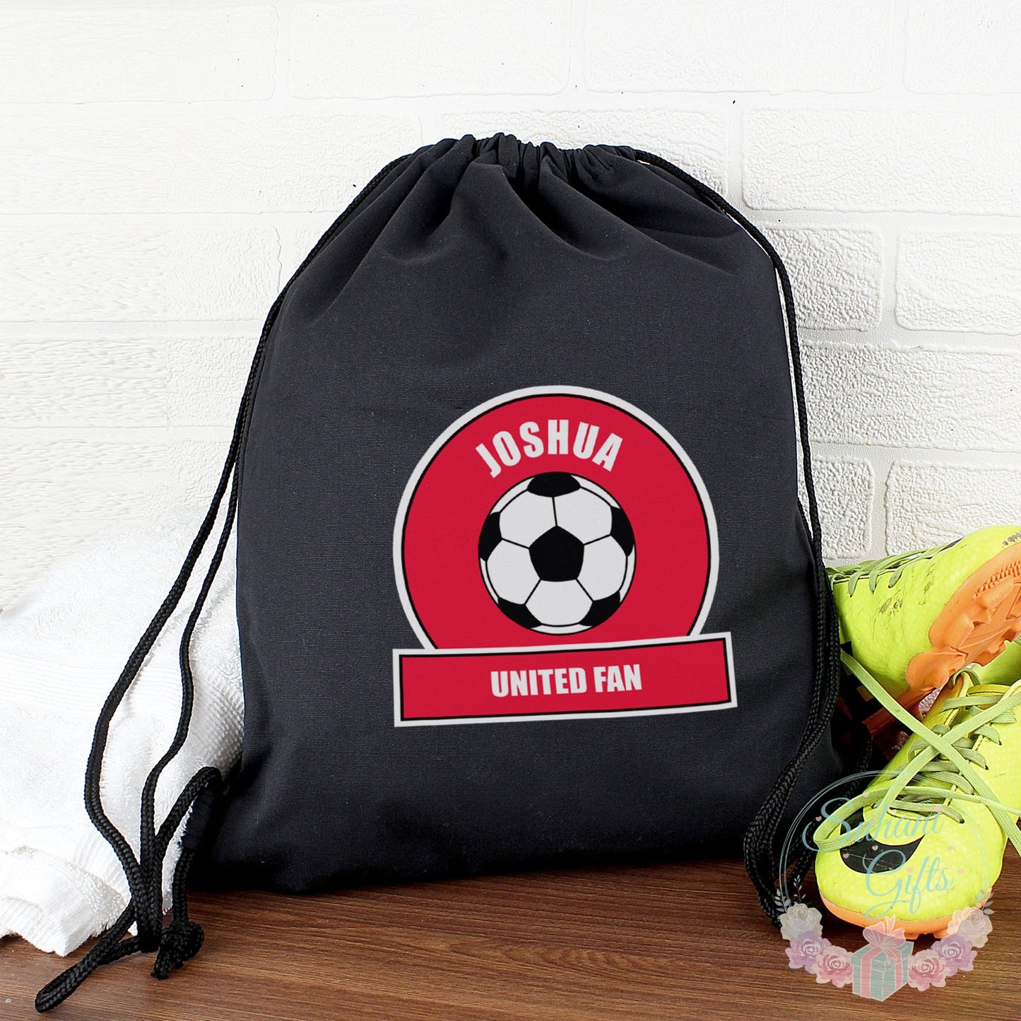 Personalised Red Football Fan Swim & Kit Bag - Suhani Gifts