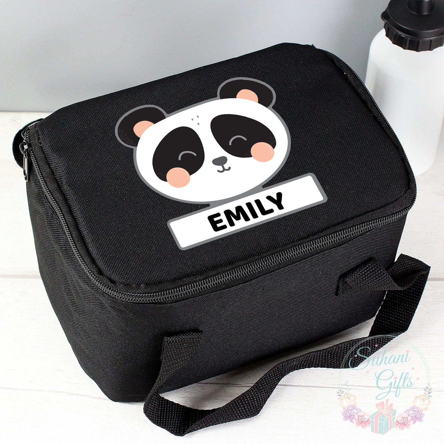 Personalised Panda Black Lunch Bag - Suhani Gifts
