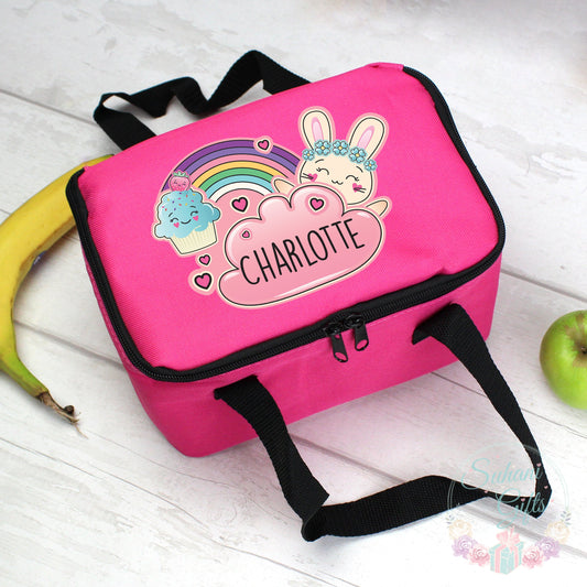 Personalised Cute Bunny Pink Lunch Bag - Suhani Gifts