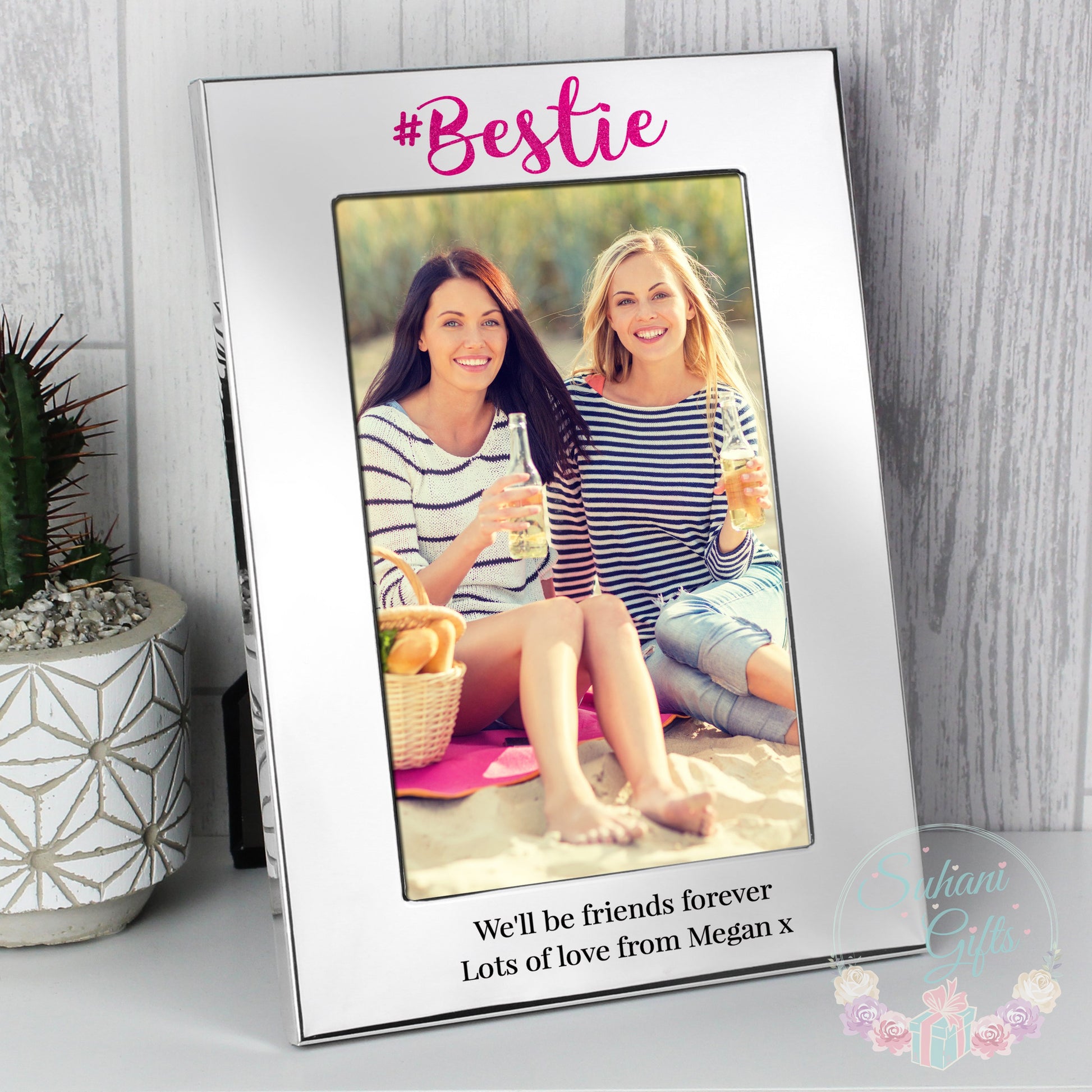 Personalised #Bestie 4x6 Silver Photo Frame - Suhani Gifts