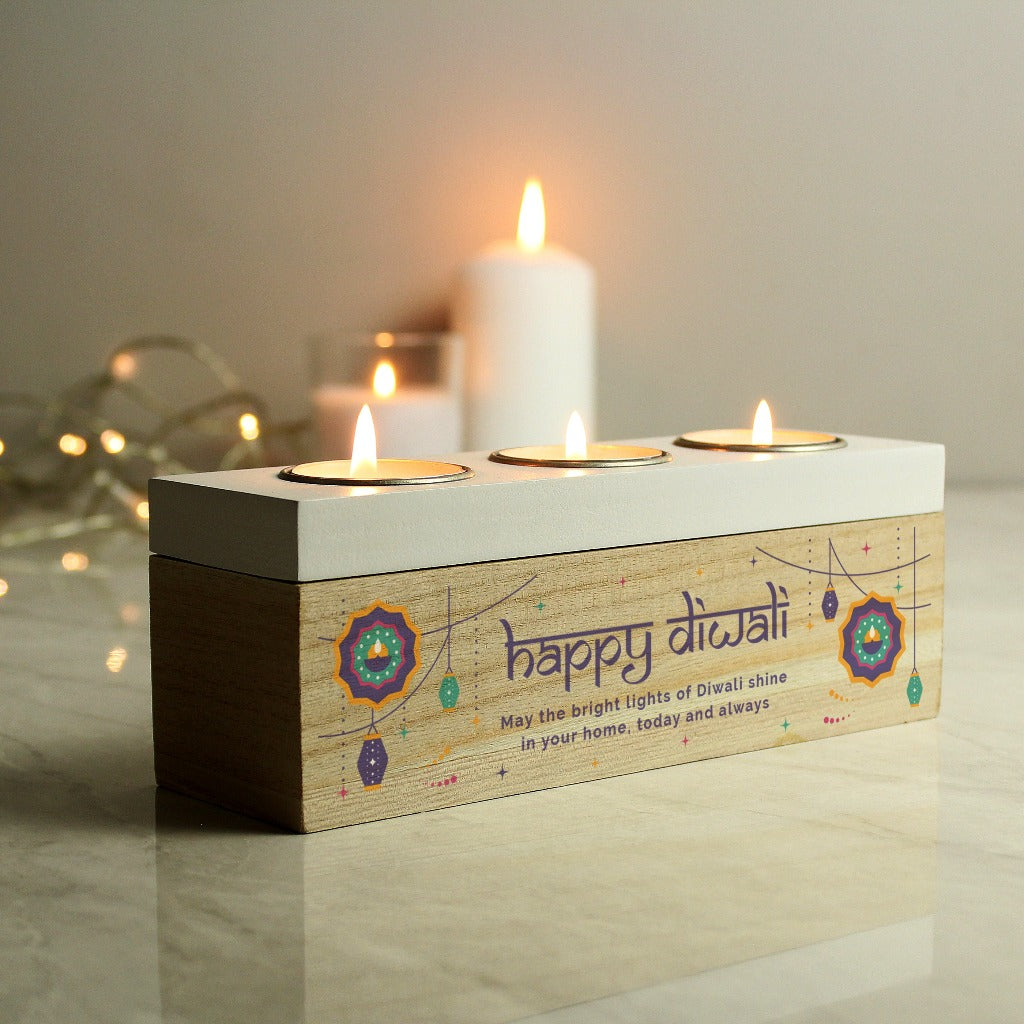 Personalised Diwali Triple Tealight Holder