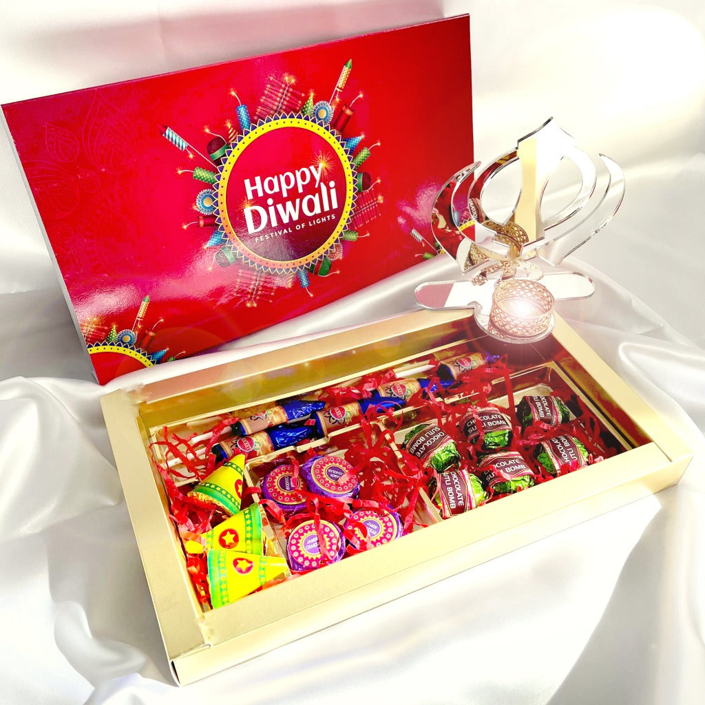 Punjabi Sikh Khanda Sahib with Diwali Chocolate Pataka Edible chocolate-shaped fireworks limited availability